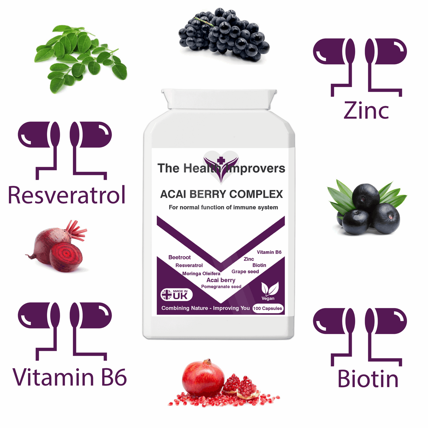 Acai Berry Complex | Antioxidants, Immunity, Energy, Hair & Skin Supplement The Health Improvers