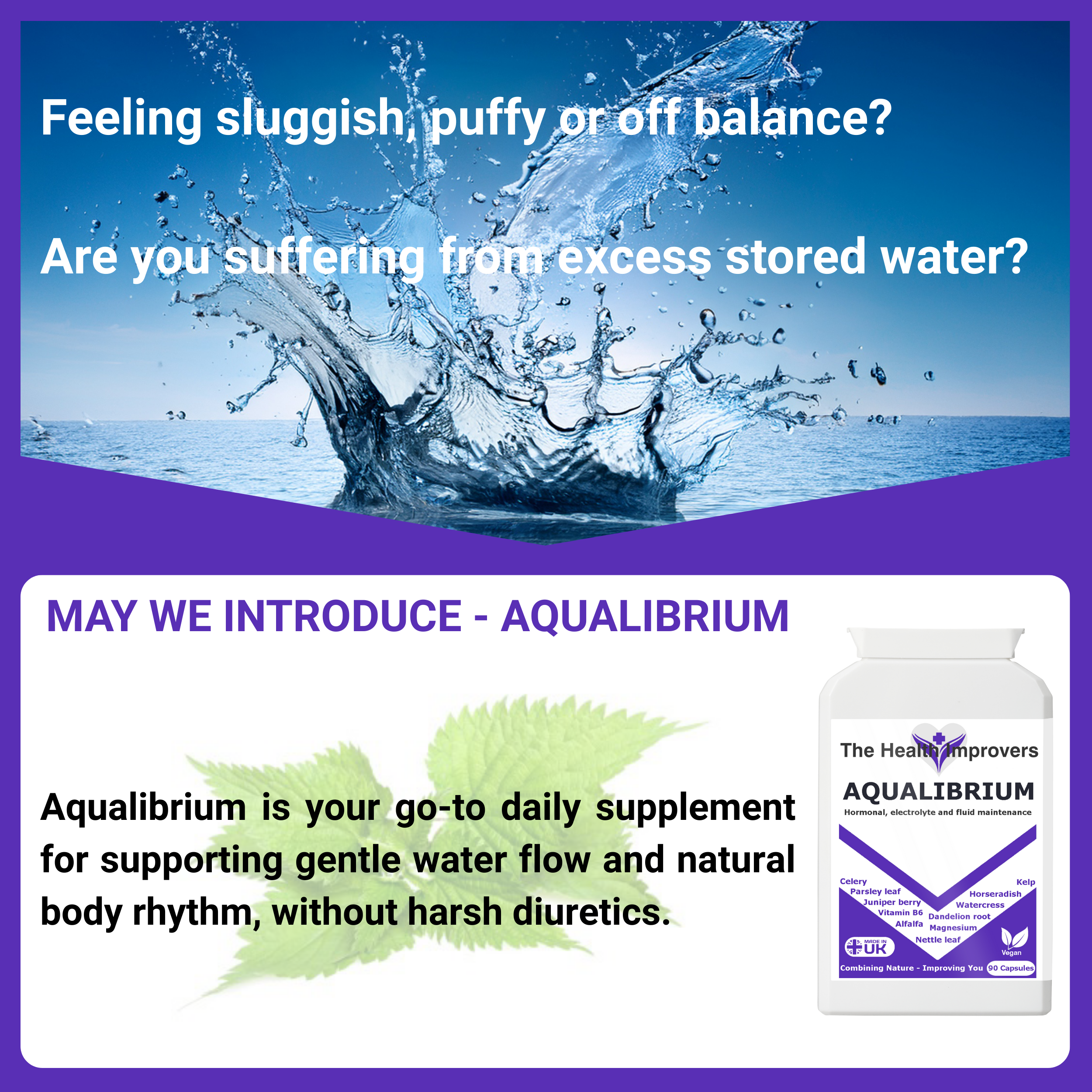 Water Retention Tablets | Natural Diuretic Pills | Reduce Bloating Supplement The Health Improvers