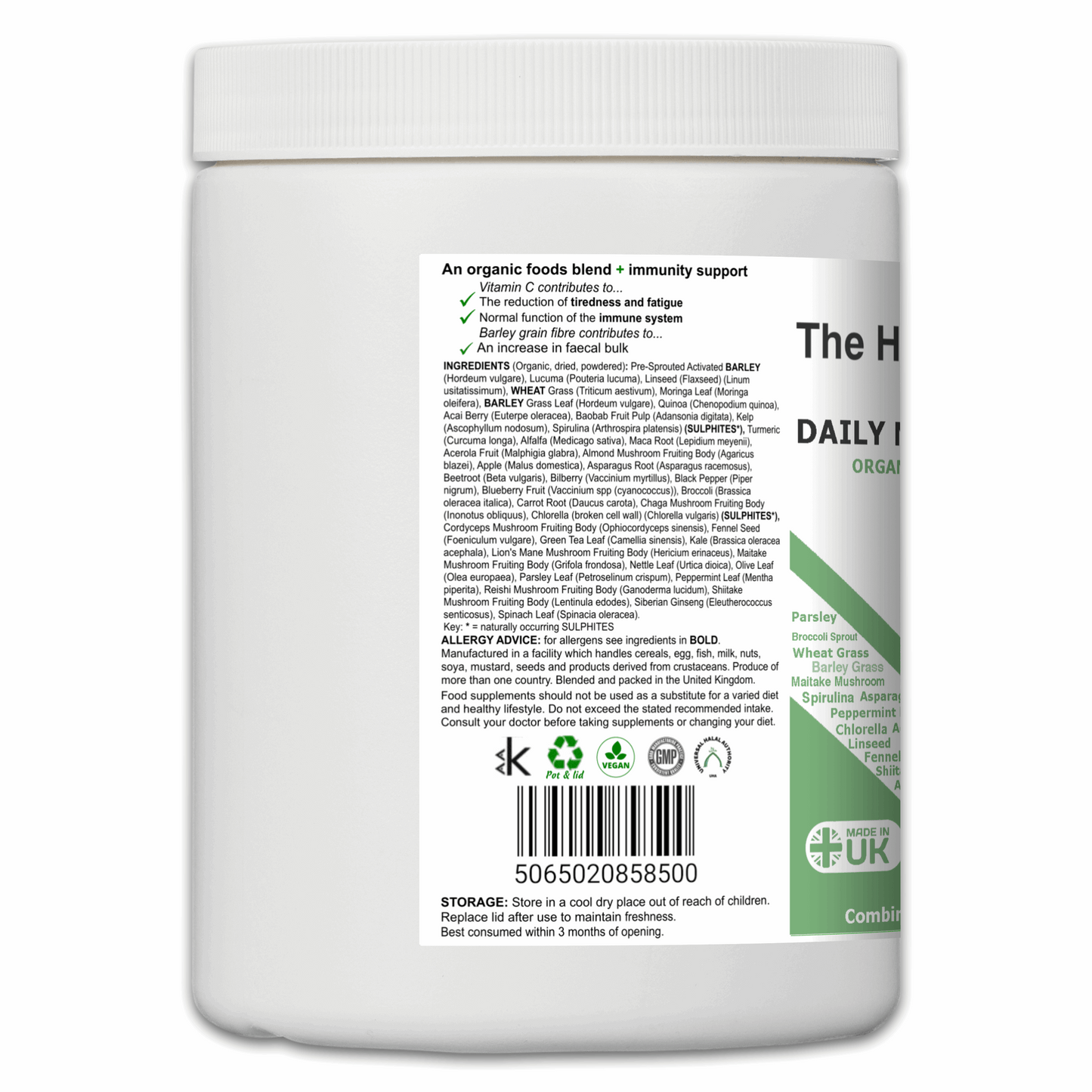 Organic Vegan Daily Nutrient Booster – Superfood Greens, Fruits, Mushrooms & Herbs The Health Improvers