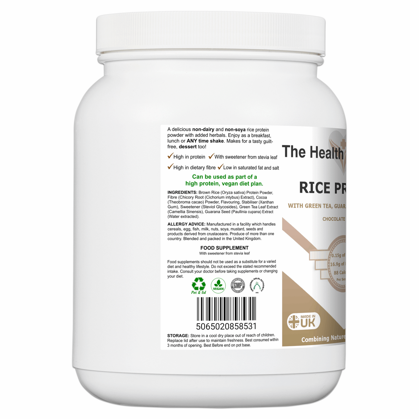 Rice Protein Powder – Vegan with Chicory, Green Tea & Guarana The Health Improvers