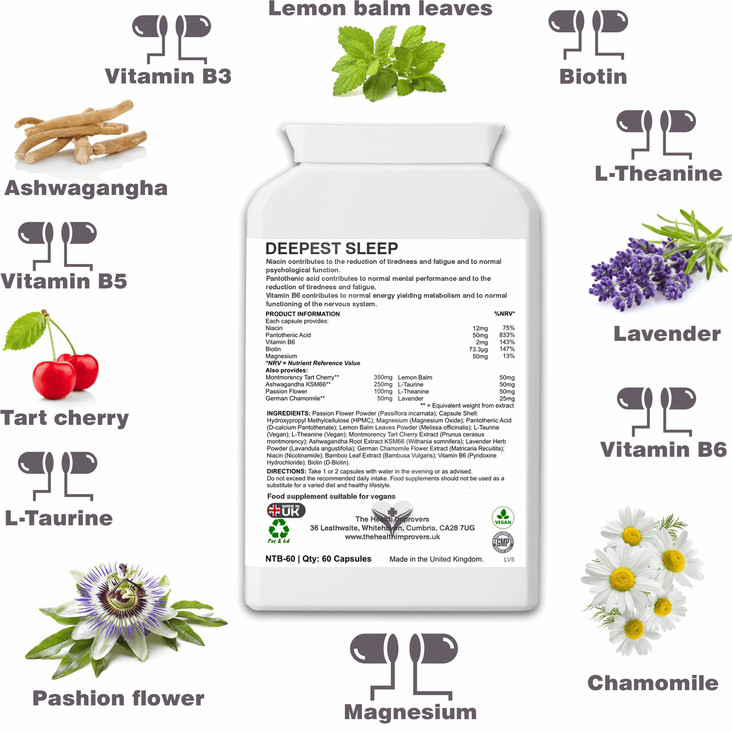 Strong & Effective Night Time Supplement with Magnesium | Vegan | UK Made