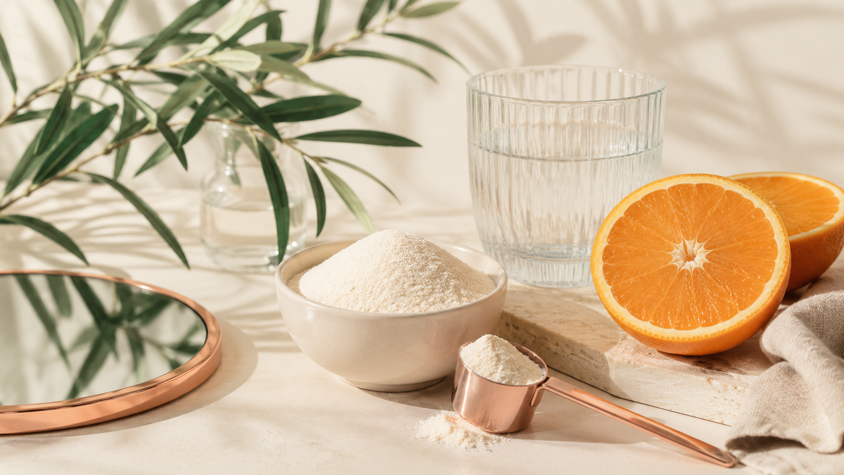 Collagen supplements and beauty nutrients illustrating research evidence and Great Britain health-claim rules