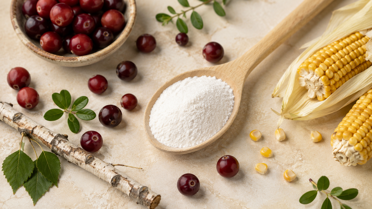 D-mannose ingredient guide showing a supplement bottle and fruit sources
