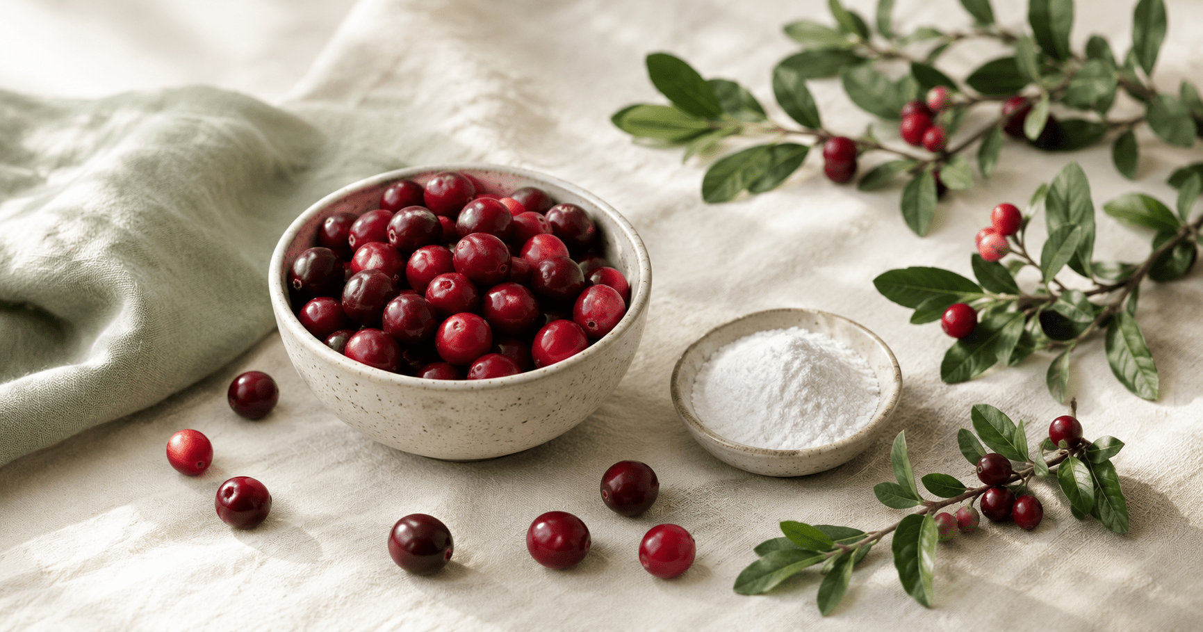 UK D-mannose supplement comparison with cranberries and a measuring scoop