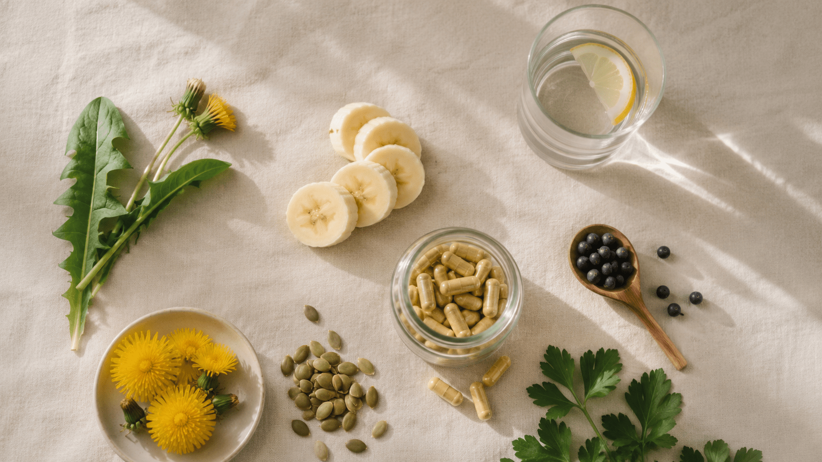 image of ingredients for water balance supplement