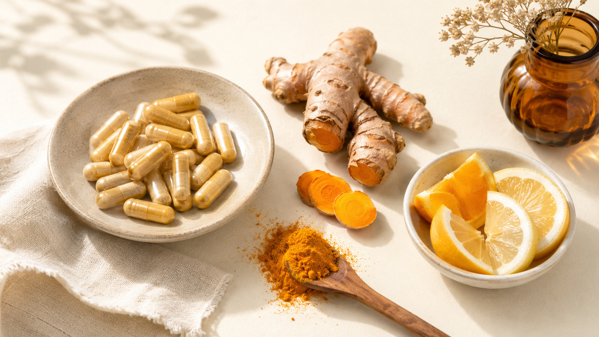 Common UK joint supplement ingredients including glucosamine, turmeric, collagen and vitamin C