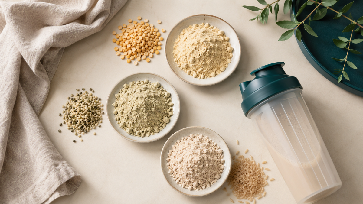 Pea, hemp and rice protein powders compared
