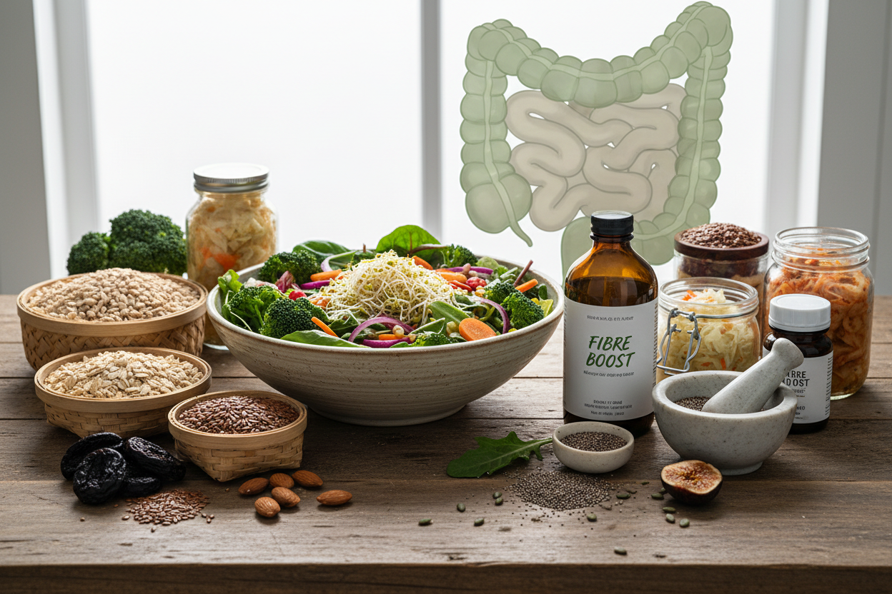 High-Fibre Bowel Blend: Glucomannan Prebiotics & Gut-Friendly Herbs for Digestive Health - The Health Improvers