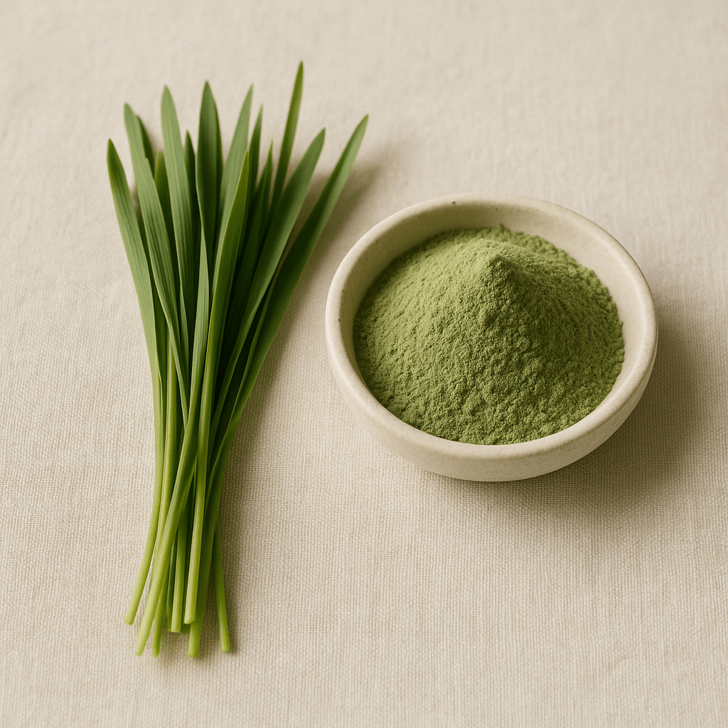 Barley grass illustrating a comparison of greens powder and greens capsules