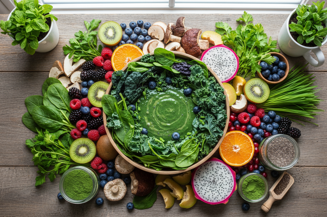 Organic Vegan Daily Nutrient Booster: Superfood Greens, Fruits, Mushrooms & Herbs - The Health Improvers