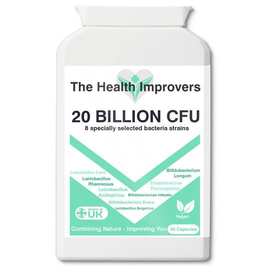 20 Billion CFU Probiotics 4 Digestion Gut Health & Bloating Supplement Capsules - The Health Improvers