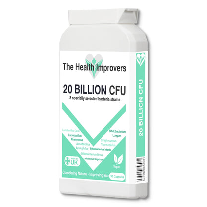 20 Billion CFU Probiotics 4 Digestion Gut Health & Bloating Supplement Capsules - The Health Improvers