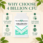 Why choose the 4 Billion CFU probiotic, 8 well-studied live cultures, 4 billion CFU per capsule, acid-resistant vegan capsules made in the UK