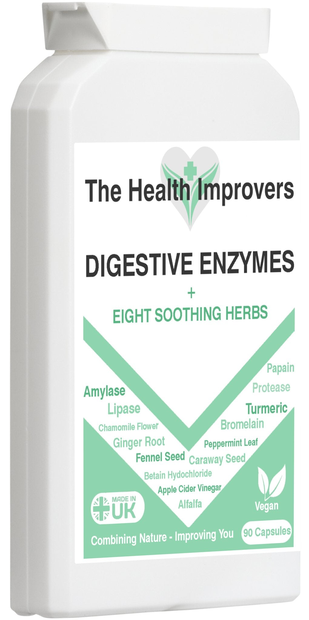 6 Powerful Digestive Enzymes 8 Soothing Herbs 4 Gut Health Capsules Supplements - The Health Improvers