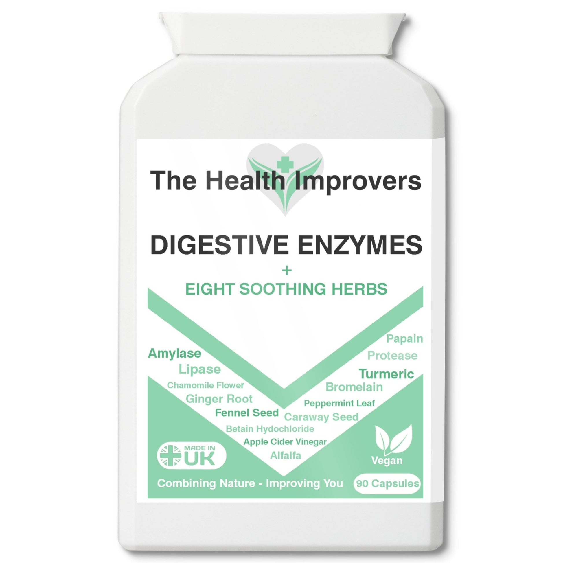 6 Powerful Digestive Enzymes 8 Soothing Herbs 4 Gut Health Capsules Supplements - The Health Improvers