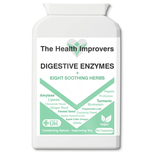 6 Powerful Digestive Enzymes 8 Soothing Herbs 4 Gut Health Capsules Supplements - The Health Improvers