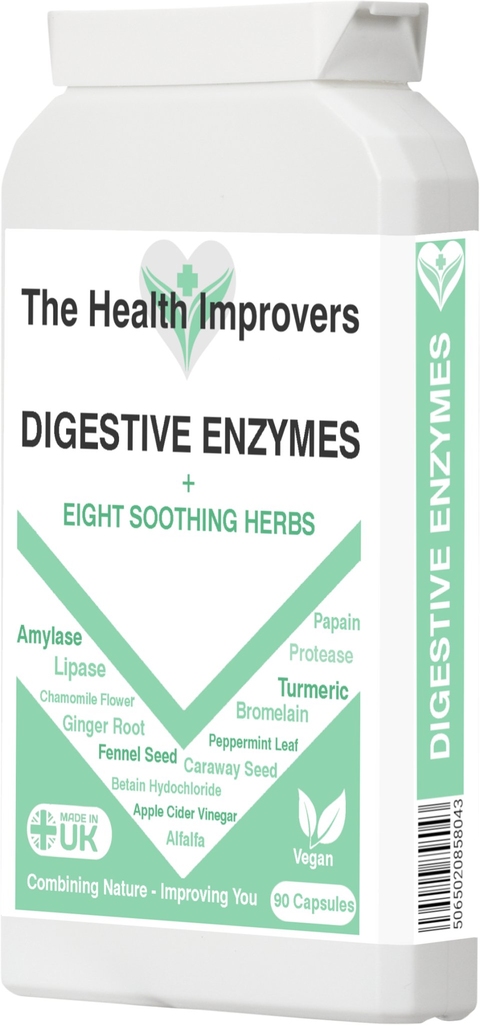 6 Powerful Digestive Enzymes 8 Soothing Herbs 4 Gut Health Capsules Supplements - The Health Improvers