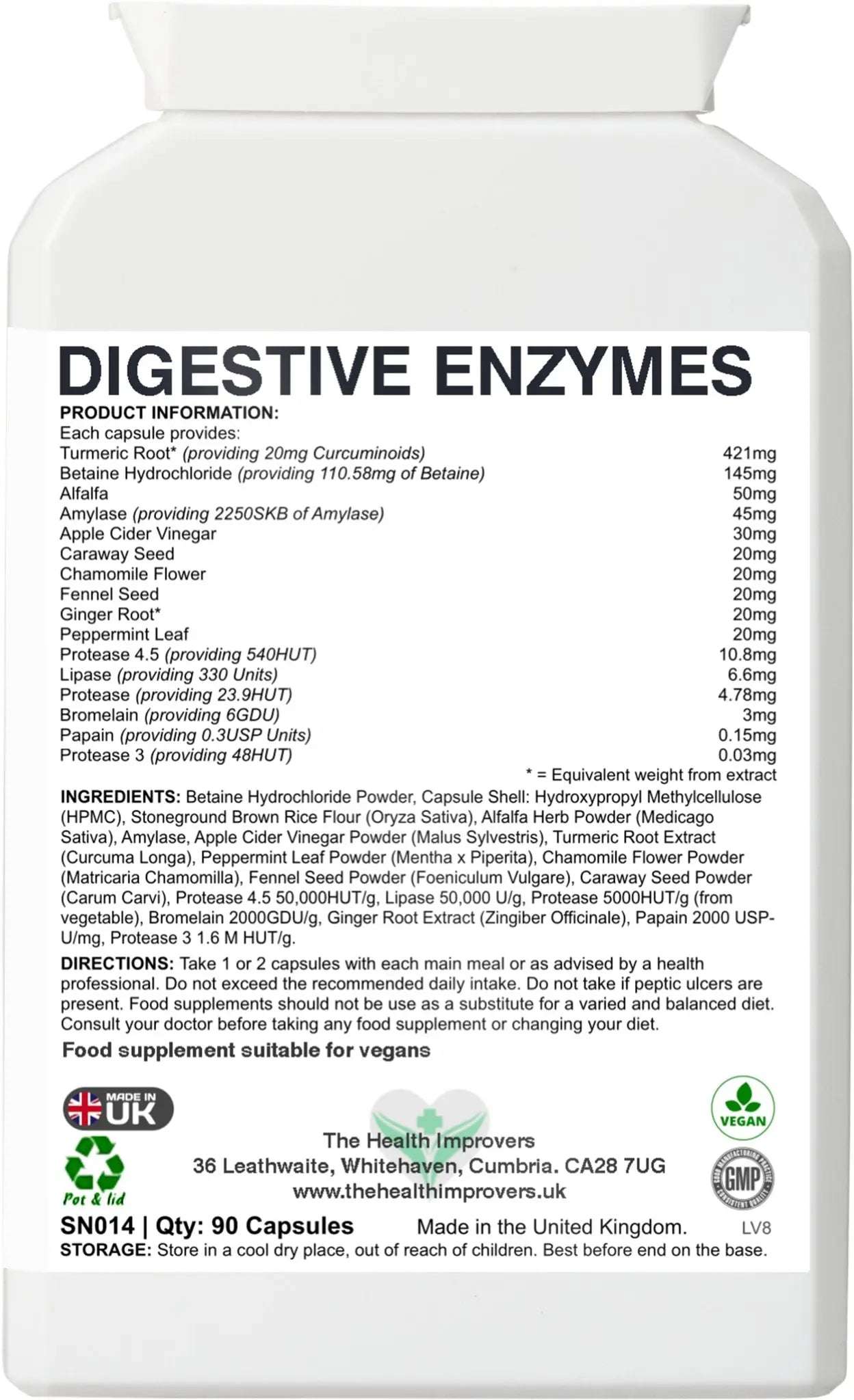 6 Powerful Digestive Enzymes 8 Soothing Herbs 4 Gut Health Capsules Supplements - The Health Improvers