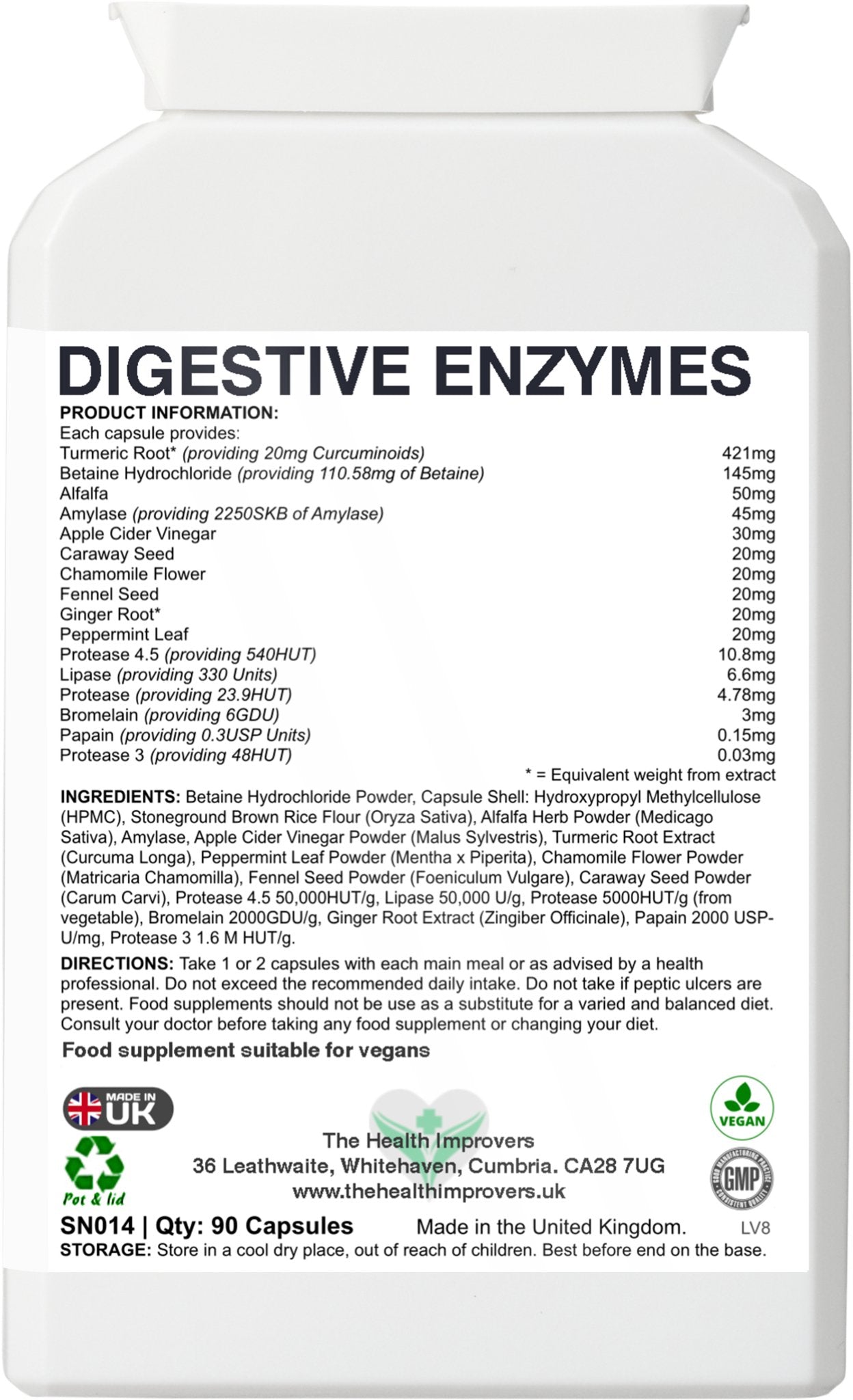 6 Powerful Digestive Enzymes 8 Soothing Herbs 4 Gut Health Capsules Supplements - The Health Improvers