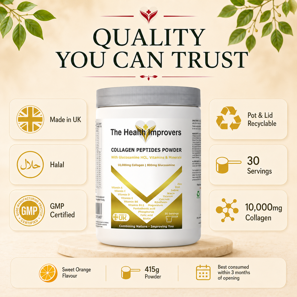 Collagen Peptides Powder quality you can trust, made in the UK to GMP standards