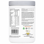 Collagen Peptides Powder nutritional information panel, 800mg glucosamine and vitamin C at 200% NRV per 13.8g serving, 30 servings per pot