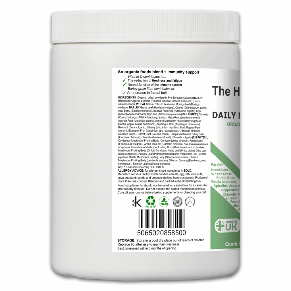 Organic Vegan Daily Nutrient Booster – Superfood Greens, Fruits, Mushrooms & Herbs The Health Improvers