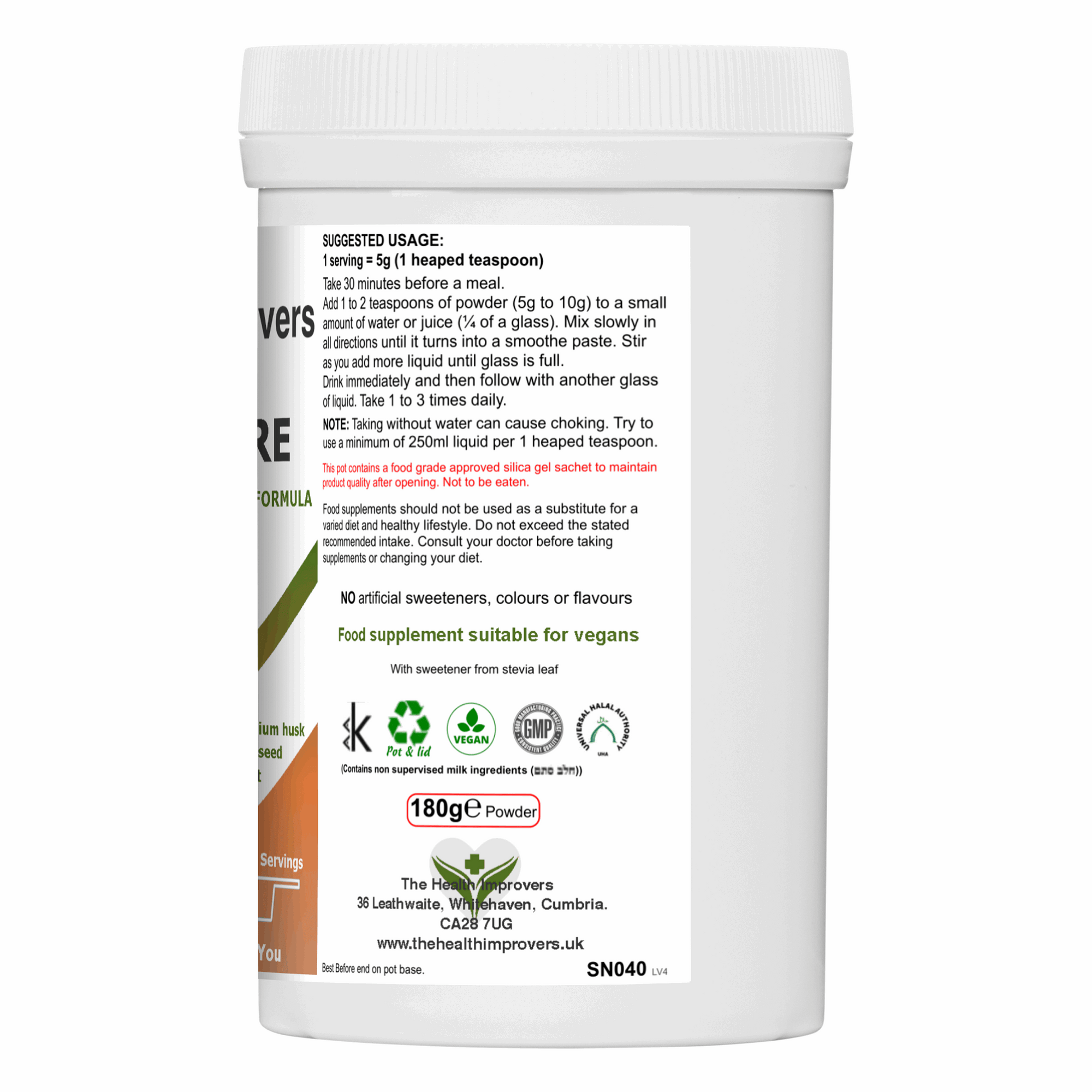 High-Fibre Bowel Blend with Glucomannan Prebiotics & Gut-Friendly Herbs The Health Improvers