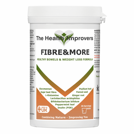 High-Fibre Bowel Blend with Glucomannan Prebiotics & Gut-Friendly Herbs The Health Improvers