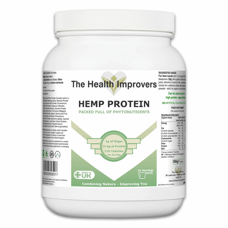 Hemp protein vegan powder pouch by The Health Improvers