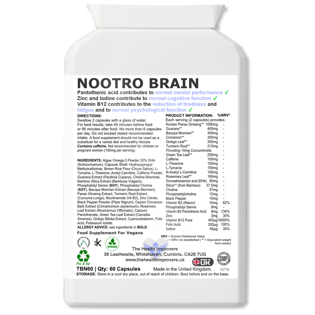 Nootropic Brain Supplement for Focus, Memory, Energy & Mental Performance