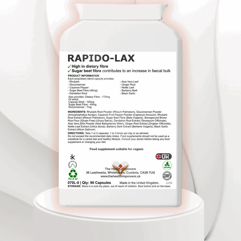 Rapido-Lax | Fast Acting Constipation Relief Supplement | Vegan Stool Softener - The Health Improvers
