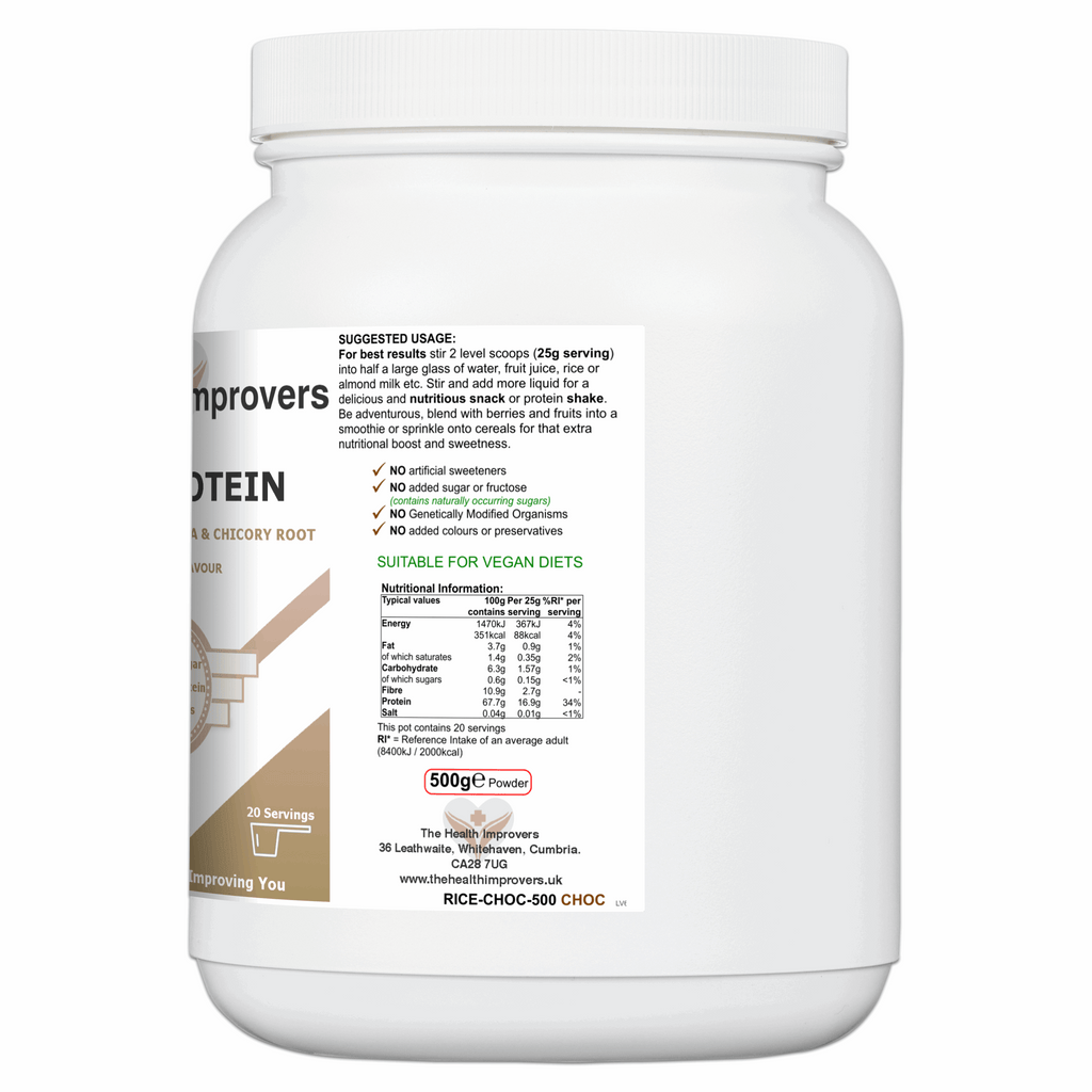 Rice Protein Powder  – Vegan with Chicory, Green Tea & Guarana The Health Improvers