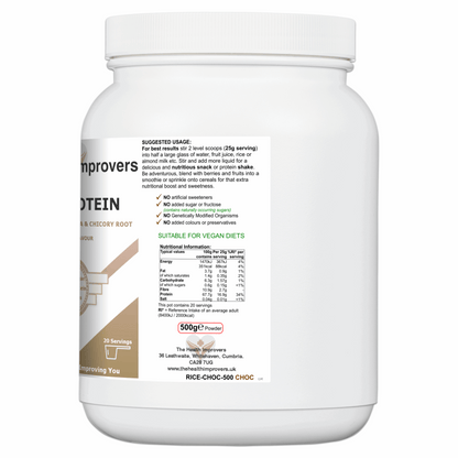 Rice Protein Powder  – Vegan with Chicory, Green Tea & Guarana The Health Improvers