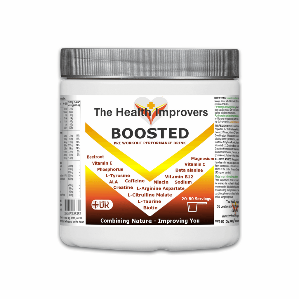 Boosted – Nitric Oxide Pre-Workout Blend for Strength, Energy & Focus The Health Improvers