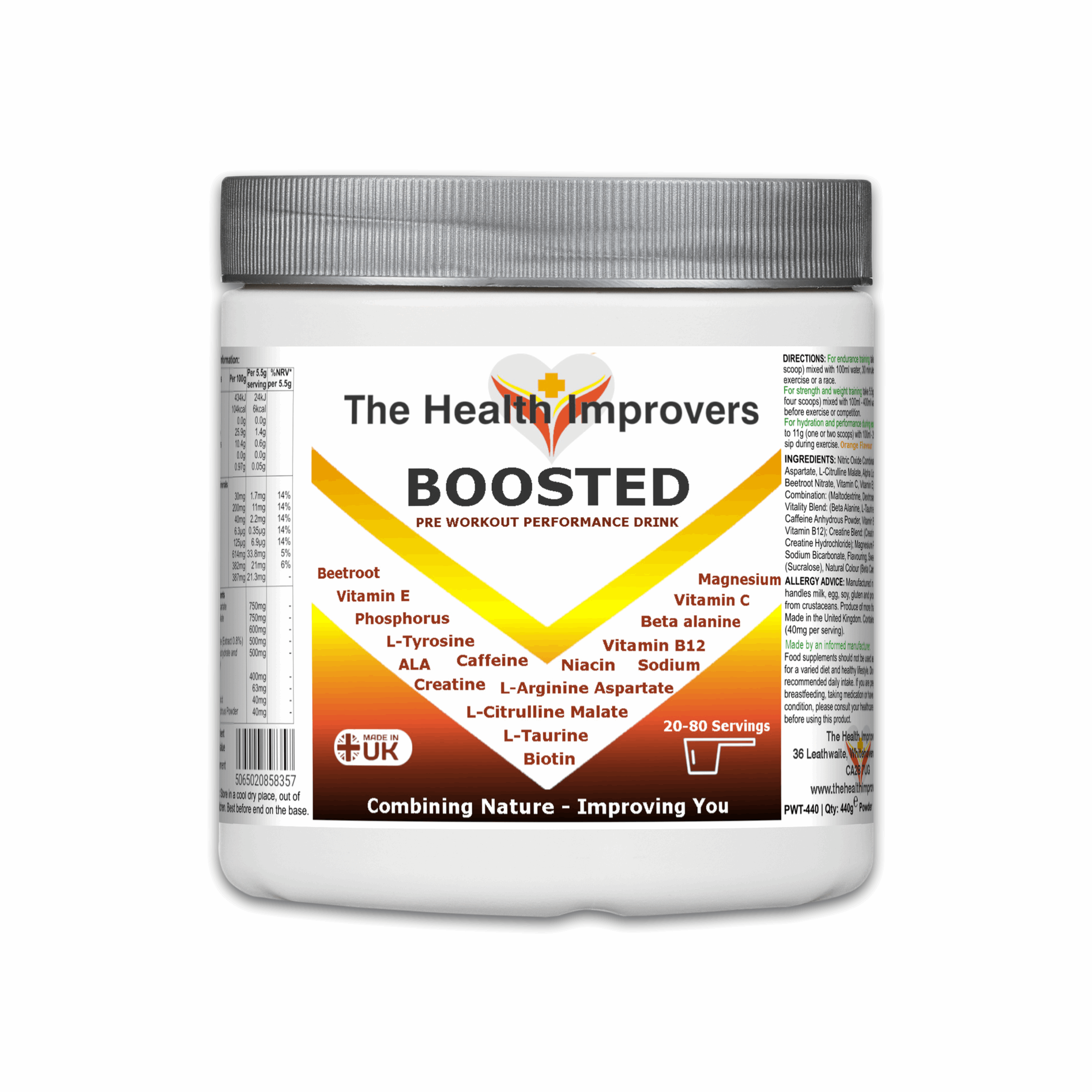 Boosted – Nitric Oxide Pre-Workout Blend for Strength, Energy & Focus The Health Improvers