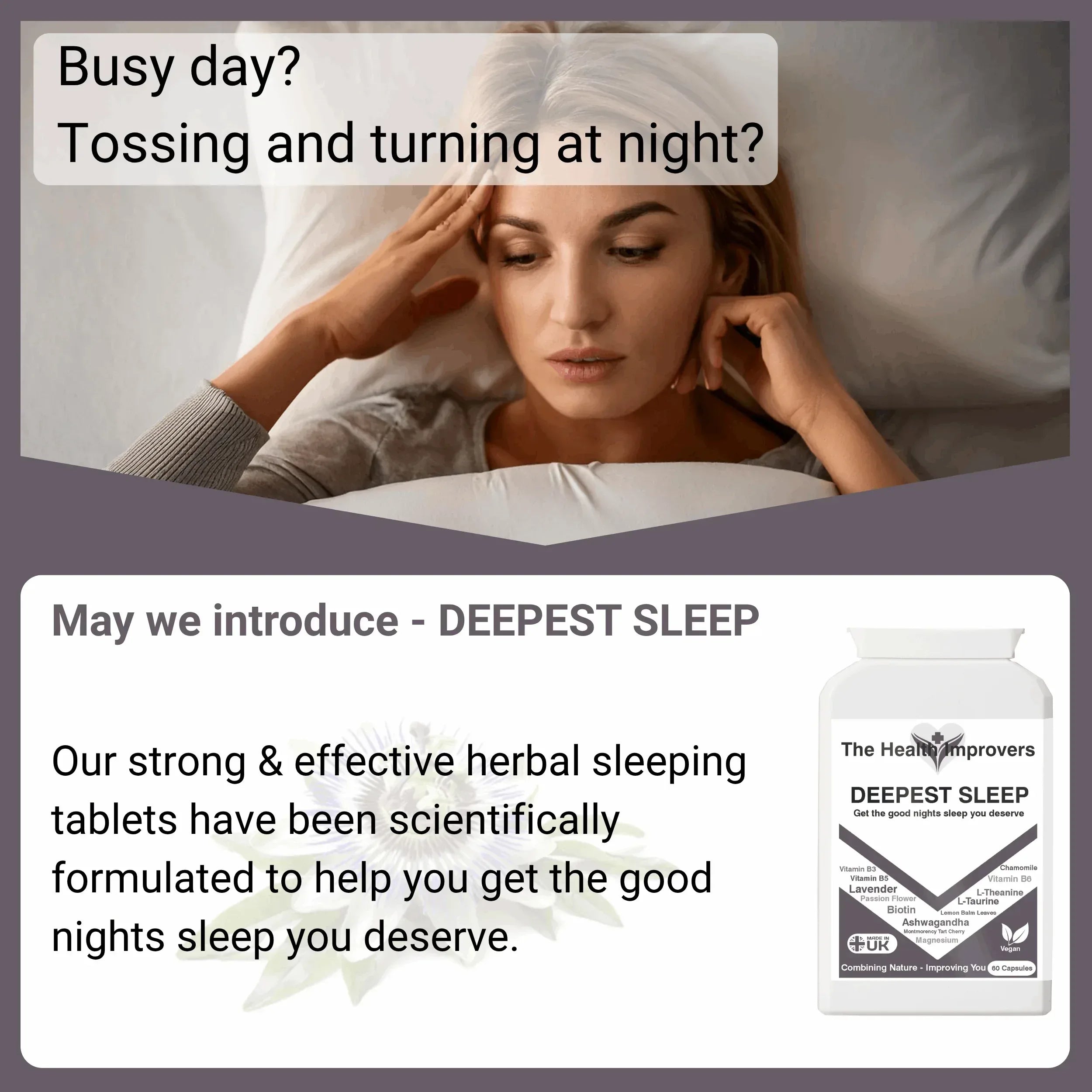 Strong & Effective Night Time Supplement with Magnesium | Vegan | UK Made - The Health Improvers