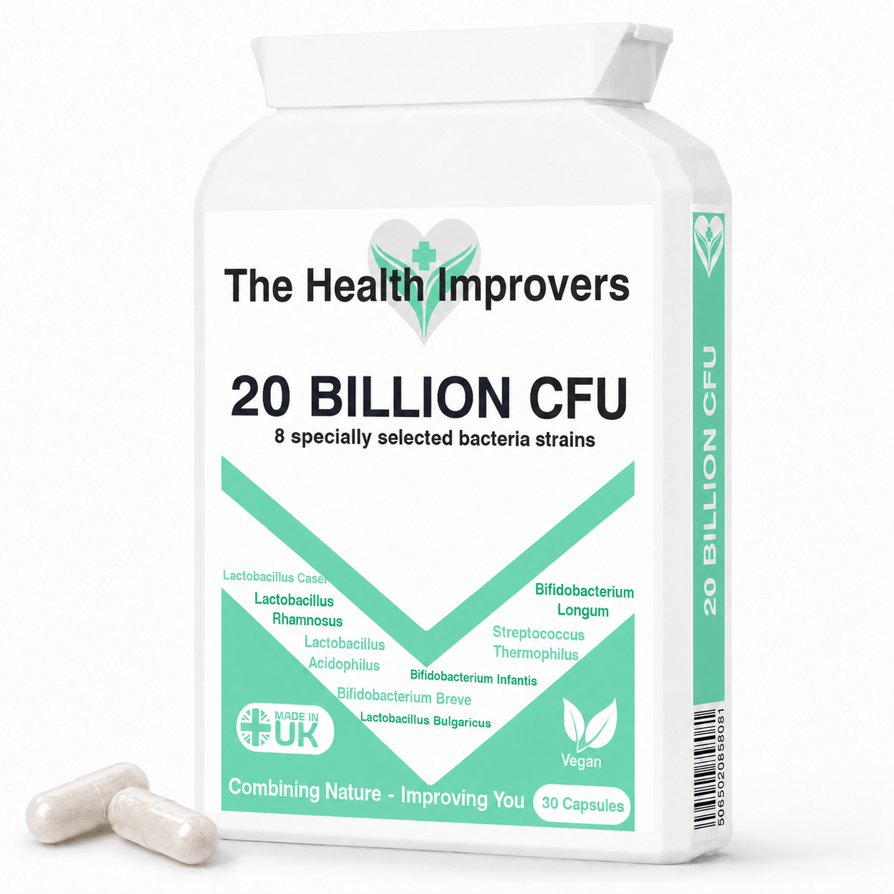 High Strength Probiotic 20 Billion CFU bottle by The Health Improvers