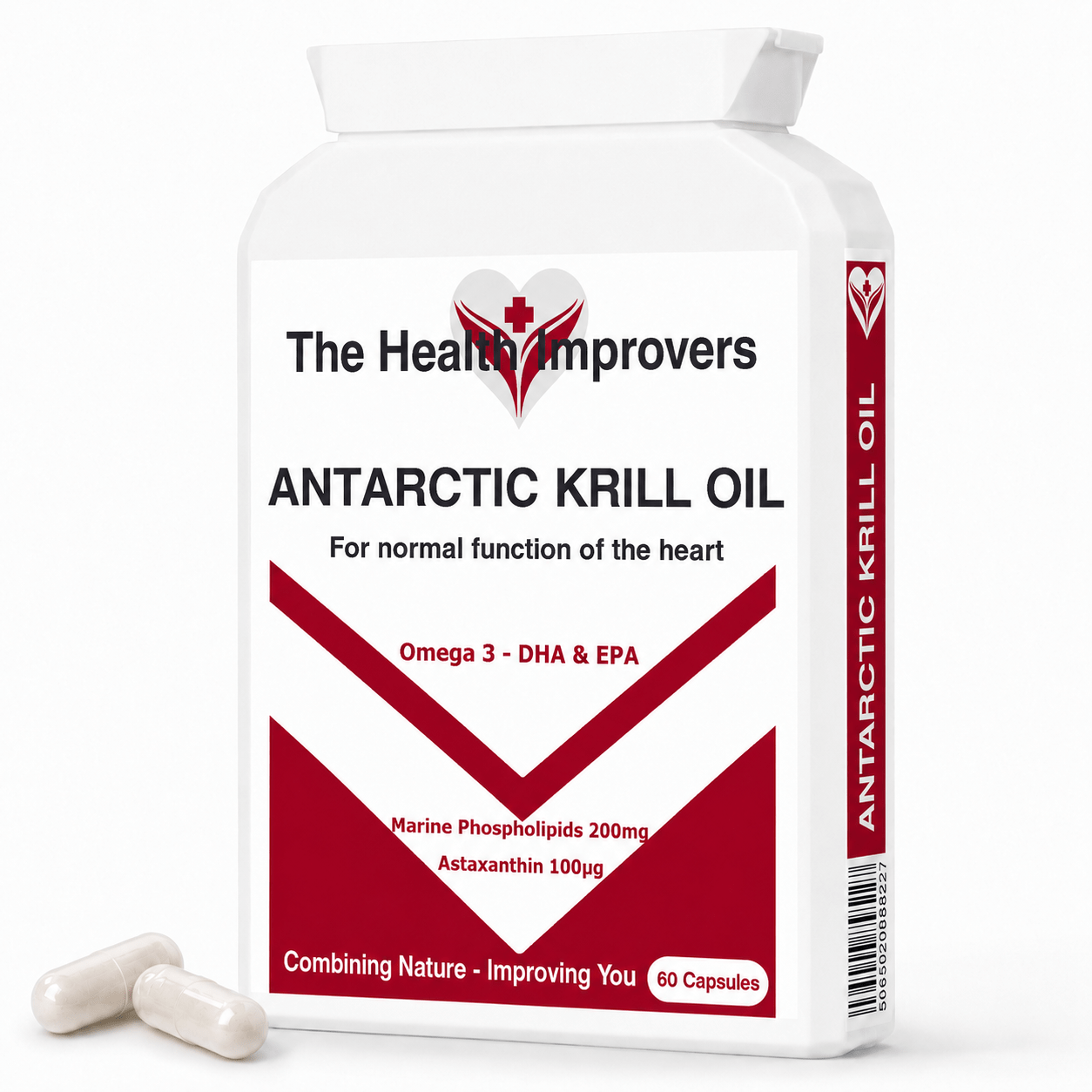 Omega Marine Krill Oil supplement bottle by The Health Improvers