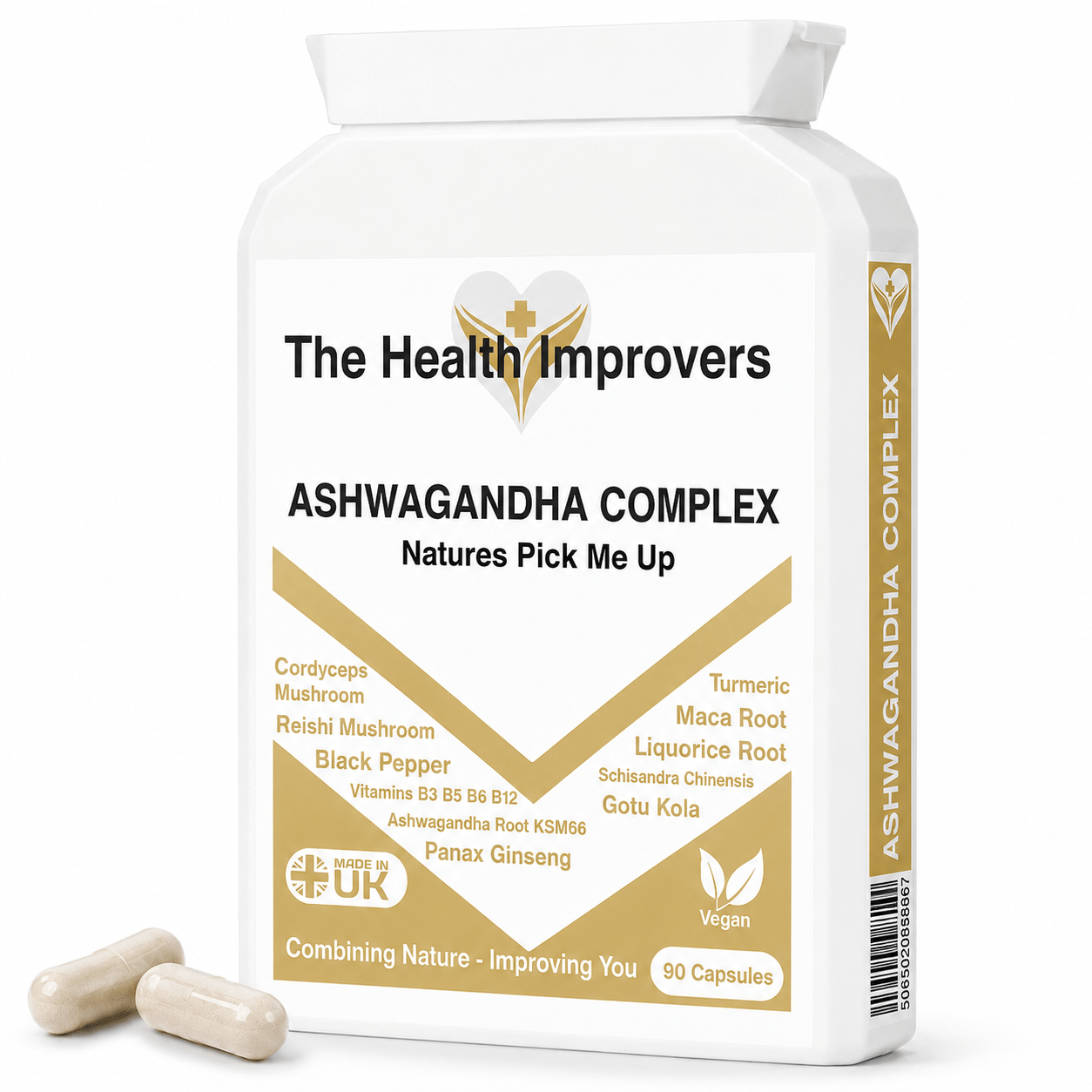 Ashwagandha KSM-66 supplement bottle by The Health Improvers