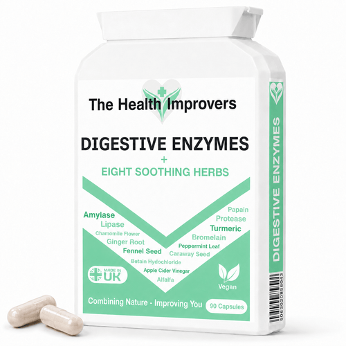 Digestive Enzymes supplement bottle by The Health Improvers
