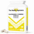 Glucosamine and Turmeric joint supplement bottle by The Health Improvers