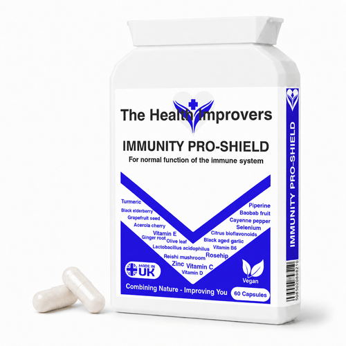 Immunity Pro-Shield supplement bottle by The Health Improvers