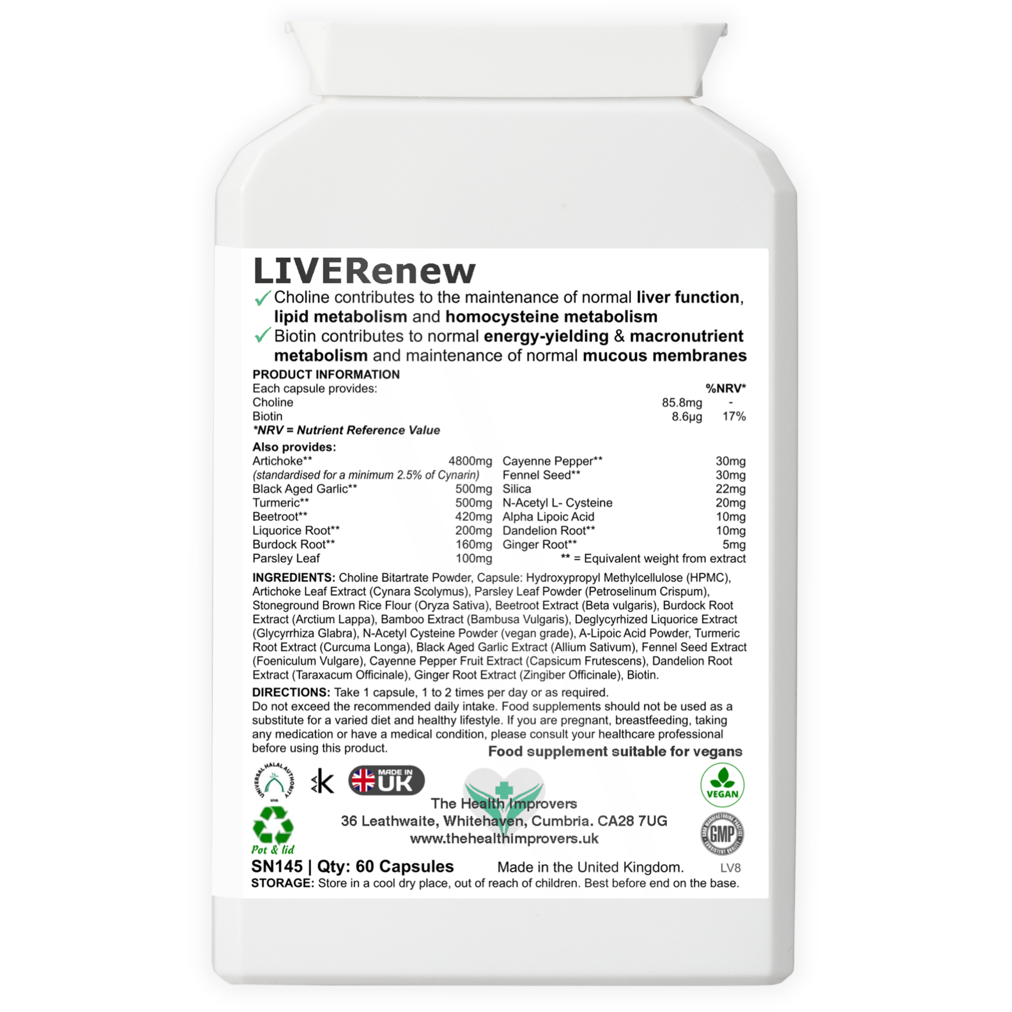 Liver & Gallbladder Support Complex | Artichoke, Choline & NAC | UK