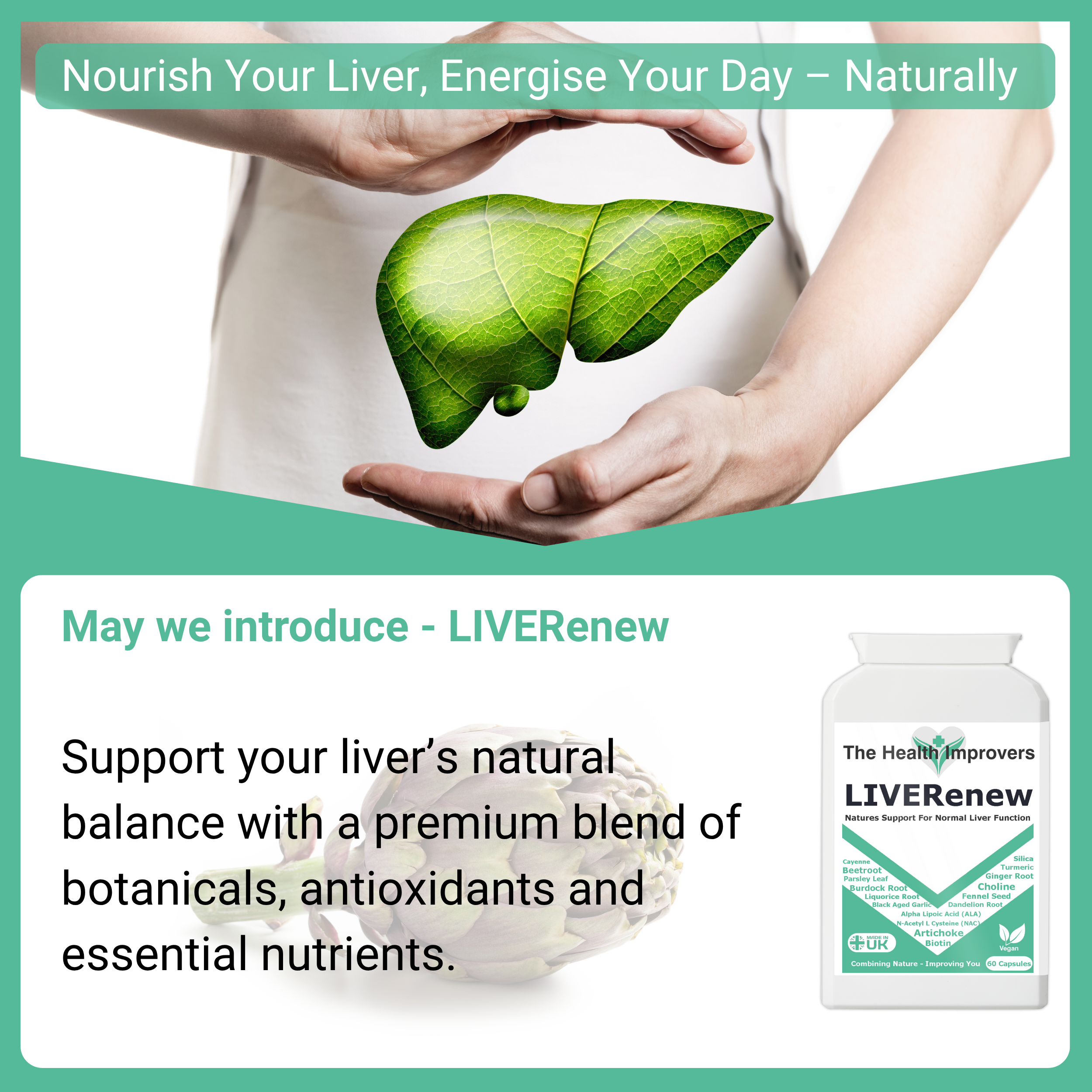Liver & Gallbladder Complex Supplement | Natural Detox, Cleanse & Cell Protection The Health Improvers