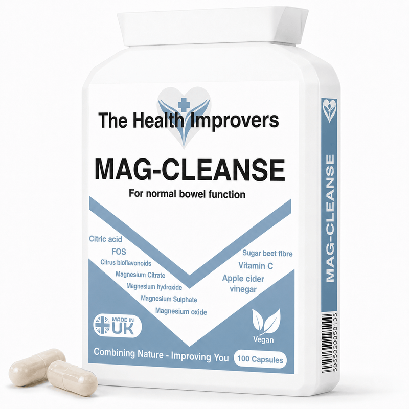 Mag-Cleanse magnesium supplement bottle by The Health Improvers