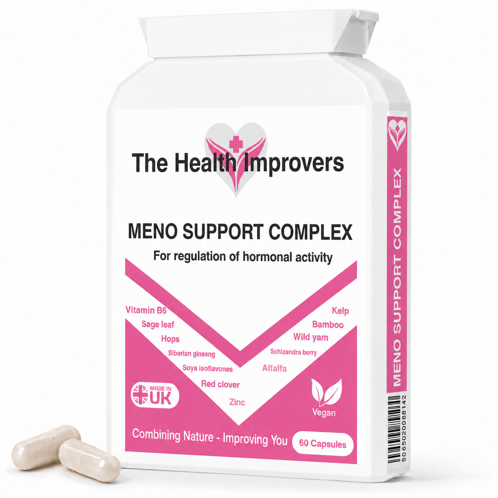 Meno Support Complex supplement bottle by The Health Improvers