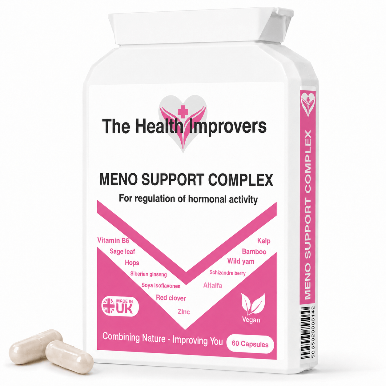 Meno Support Complex supplement bottle by The Health Improvers