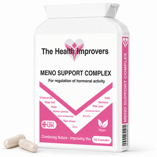Meno Support Complex supplement bottle by The Health Improvers