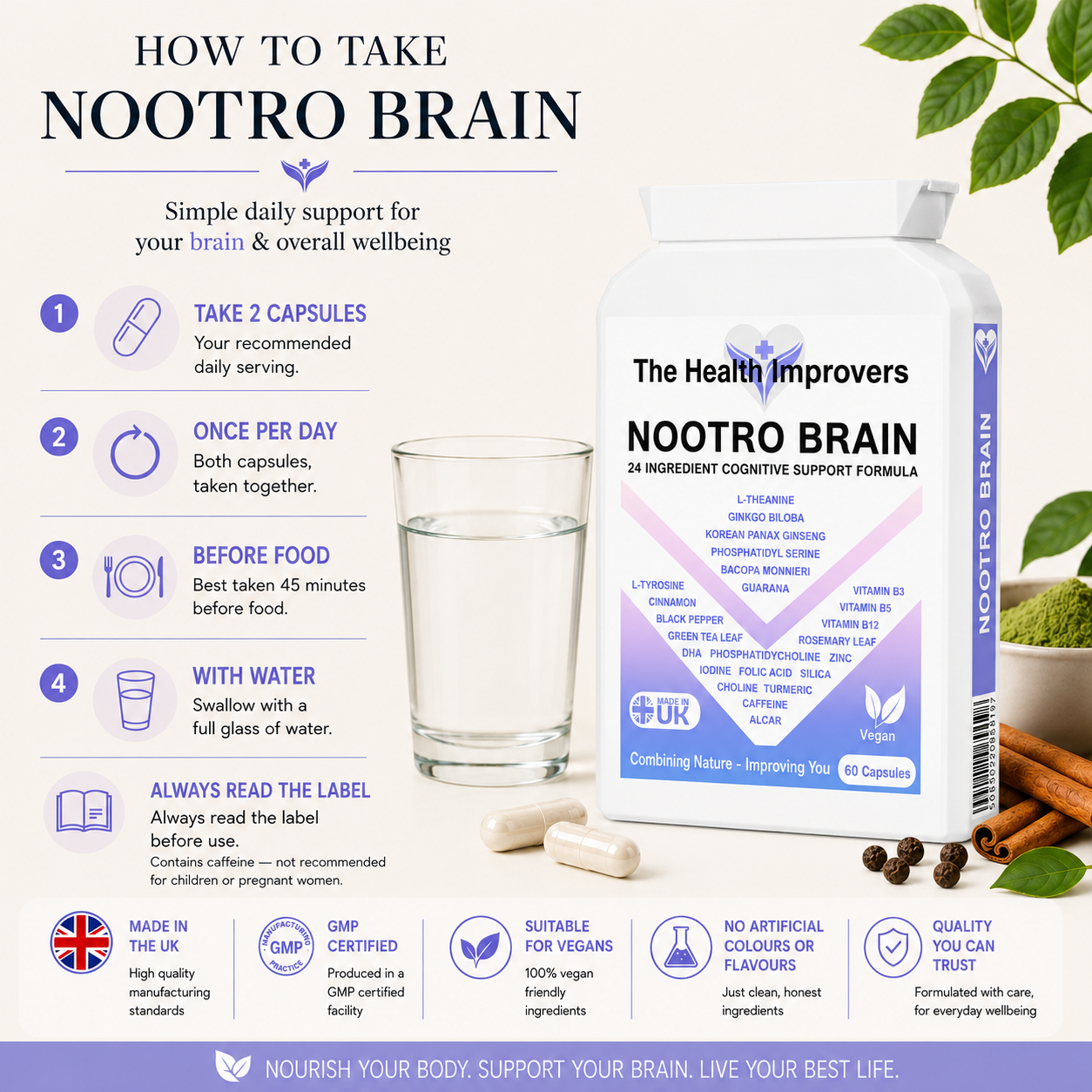 Nootropic Brain Supplement for Focus, Memory, Energy & Mental Performance
