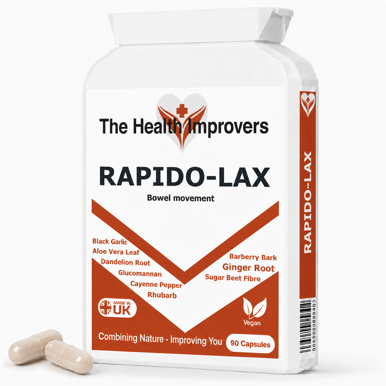 Rapido-Lax constipation relief supplement bottle by The Health Improvers